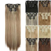 Mystique Hair 24 Inch Long Clip-in Synthetic Hair Extensions, 6 pcs/set, Soft, Straight, Smooth Hair Extensions for Women & G...