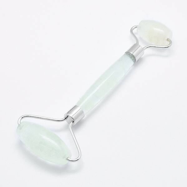 Green Watermelon Stone Glass Brass Face Massager