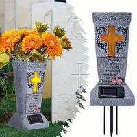 Tomb Vase Ornaments Decorations, Halloween Flowerpot Solar Powered Cemetery For Fresh/Flowers Vase, Decoration To Commemorate...