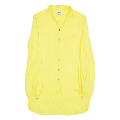 DIESEL Plain Shirt Yellow Viscose Long Sleeve Womens S