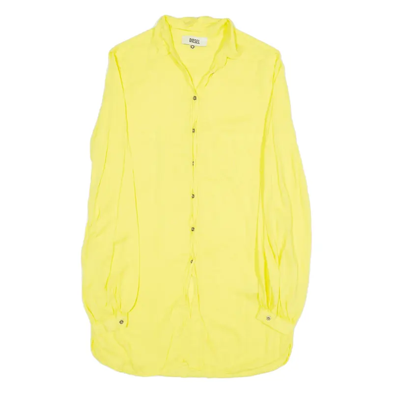 DIESEL Plain Shirt Yellow Viscose Long Sleeve Womens S
