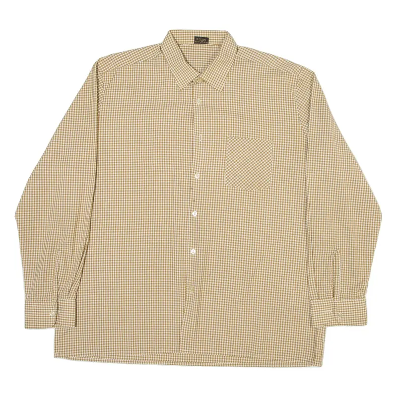 JEAN PIERRE Mens Shirt Brown Check Long Sleeve L