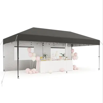 Garvee 10'x20' Pop-Up Canopy Tent - 210D Oxford Fabric Portable Instant Commercial Tent with 2 Sidewalls, 12 Stakes & 6 Sandb...