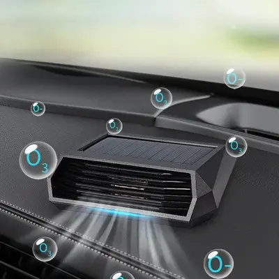 Solar Powered Car Air Purifier, Intelligent Vibration Sensor Built-in Ozone Generator for Automatic Operation Post-parking, L...