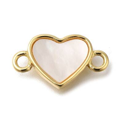 Brass Pave Shell Heart Connector Charms