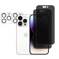 [2+2 packs] iPhone 16/15/14/13/12/11 Pro Max privacy screen protector and camera lens protector, Douglas anti spy screen glas...