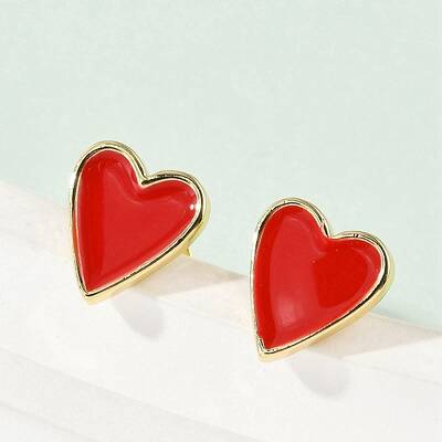 Brass Enamel Stud Earrings for Women