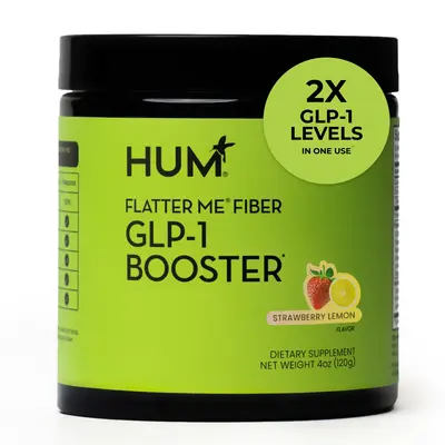 HUM Nutrition Flatter Me Fiber GLP-1 Booster - Strawberry Lemon Flavor - Clinically Backed Prebiotic Fiber Supplement for Opt...