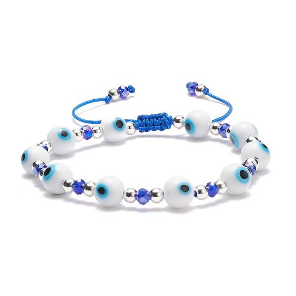 Lampwork Evil Eye & Glass Braided Bead Bracelet