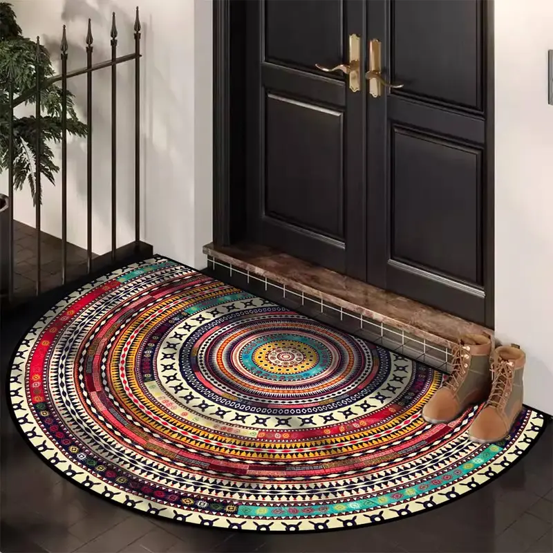 Boho Style Semicircular Door Mat, Non-slip Soft Floor Mat, Boho Area Rug, Decorative Carpet for Home Living Room Bedroom Entr...