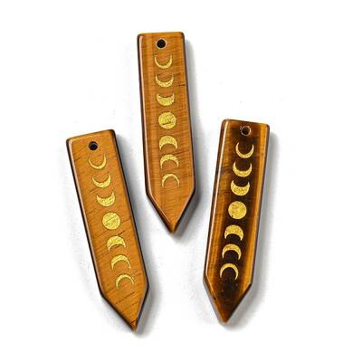 Natural Tiger Eye Moon Phase Pendants