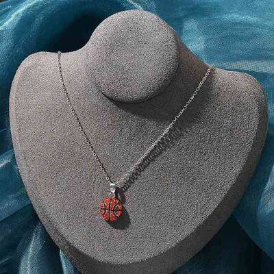 Zinc Alloy Hyacinth Rhinestone Sport Ball Pendant Cable Chain Necklaces