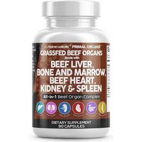Grass Fed Beef Liver Capsules - Premium Beef Organs Supplement Packed with Desiccated Beef Heart Spleen Pancreas Plus Bone an...