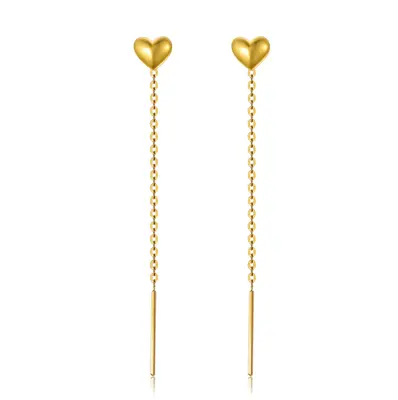 18K Gold Heart Drop Earrings