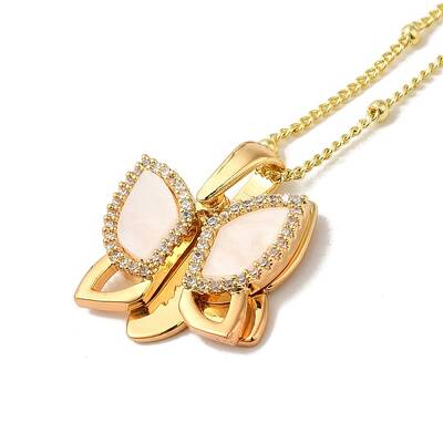 Brass Micro Pave Clear Cubic Zirconia Pendants Necklaces