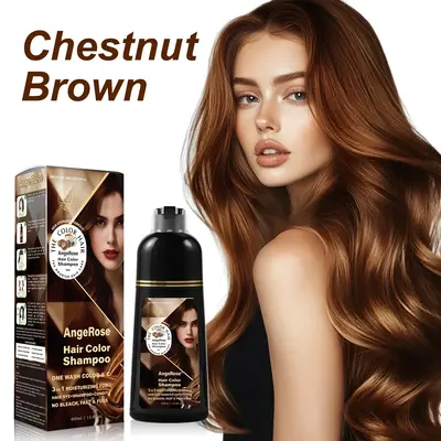 AngeRose New Upgraded Hair Color Shampoo + Keratin Hair Vitamin Serum, Instant Grey Hair Coverage, Hair Dye, Smooth & Shiny ...