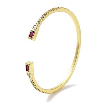 Brass Micro Pave Clear Cubic Zirconia Open Cuff Bangles