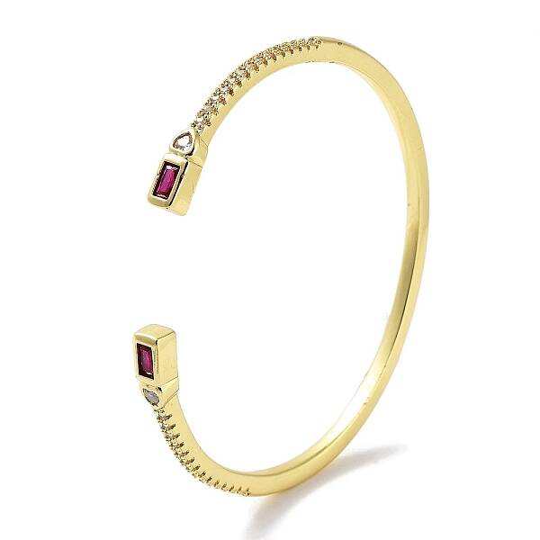 Brass Micro Pave Clear Cubic Zirconia Open Cuff Bangles