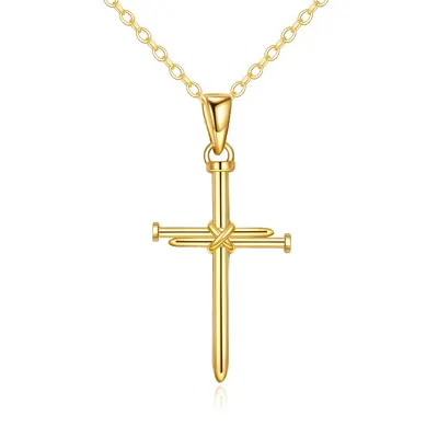 14K Gold Cross Pendant Necklace