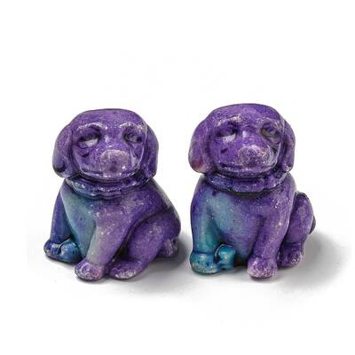 Dyed Natural Imperial Jasper Dog Figurine Statue for Living Room Table Home Decoration