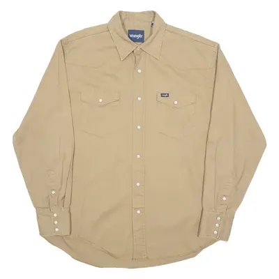 WRANGLER Mens Plain Shirt Brown Long Sleeve XL