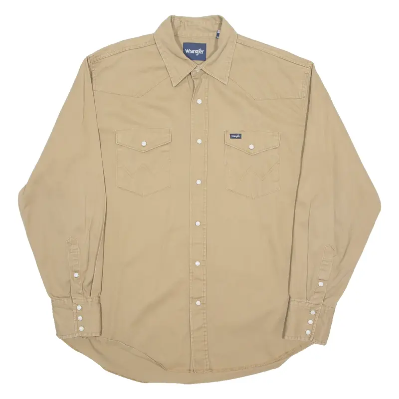 WRANGLER Mens Plain Shirt Brown Long Sleeve XL