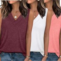 Encolax 3 Pack Women's V Neck Tank Tops Summer Casual Sleeveless Loose Fit Basic T Shirts 2025 Fashion Beach Vacation Clothes