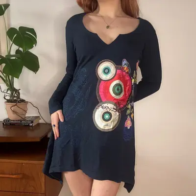 Desigual Mini Dress - XL Navy Cotton Blend