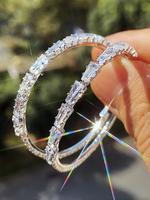 Women's 1 Pair Elegant Artificial Zircon Hoop Earrings, Fashionable Earrings for Women, Fashion Jewelry Accessories for Party...
