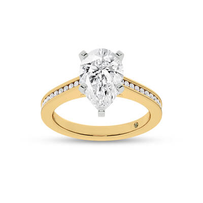 Paris Channel Set Pear Shape Lab Diamond Engagement Ring | 10K Yellow Gold 2 3/4 CT. TW.