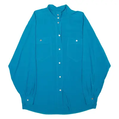 THE OLD EINHORN COMPANY Womens Plain Shirt Blue Viscose Long Sleeve M