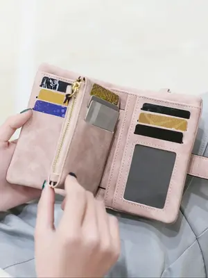 Women's Elegant Short Wallet, Vintage Clutch Coin Purse with Card Slots & Id Window & Zipper Pocket, Casual Trendy Versatile ...