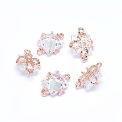 Brass Micro Pave Cubic Zirconia Links