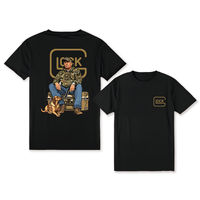 The 47th President Trump Holding a Glock Sitting Next to a Hunting Dog Shirt, Camo Hunting Season Crewneck Unisex Cotton T-sh...