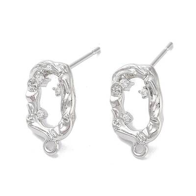 Brass Micro Pave Cubic Zirconia Stud Earring Findings