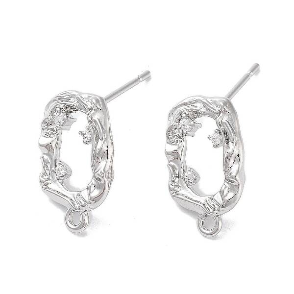 Brass Micro Pave Cubic Zirconia Stud Earring Findings