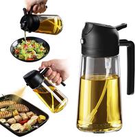 [New Deal] Olive Oil Sprayer 16oz/470ml - 2 in 1 Dispenser for Cooking, Air Fryer, Salad & BBQ - Black - Ideal for Kitchen Ga...
