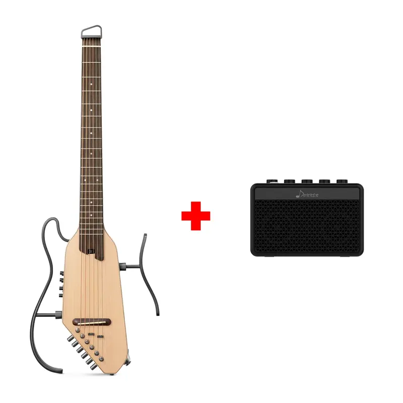 Donner HUSH™ I PRO Acoustic-Electric Travel Guitar - Natural / Guitar+5W Amplifier