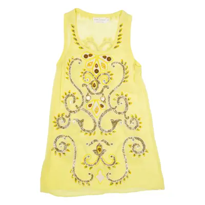 NEEDLE & THREAD Beaded Womens Vest Yellow Sleeveless UK 6