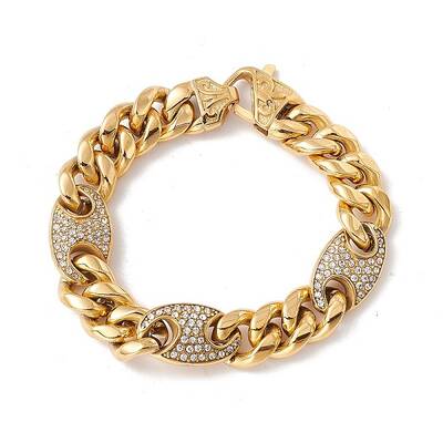 Crystal Rhinestone Oval Link Chains Bracelet