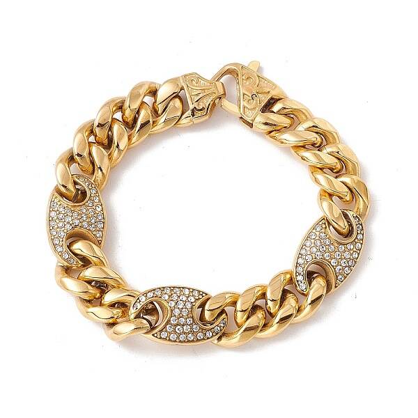 Crystal Rhinestone Oval Link Chains Bracelet