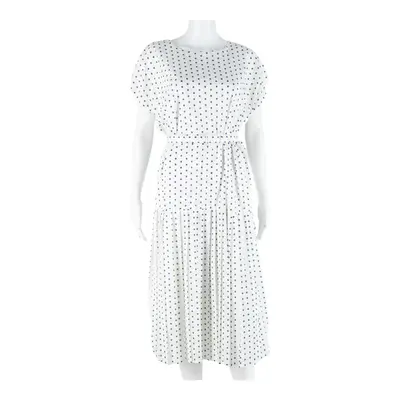 Womens Day Dress White Spotted Short Sleeve Midi L