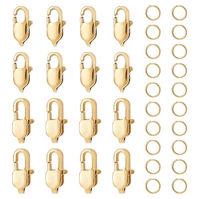 16Pcs 2 Size Ion Plating(IP) 304 Stainless Steel Lobster Claw Clasps