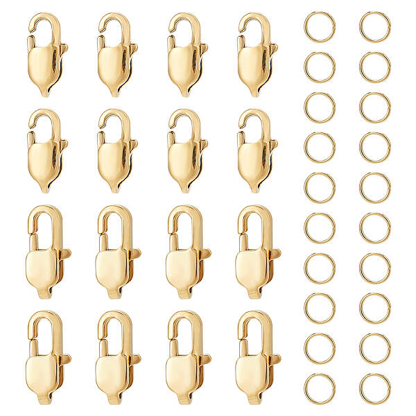 16Pcs 2 Size Ion Plating(IP) 304 Stainless Steel Lobster Claw Clasps
