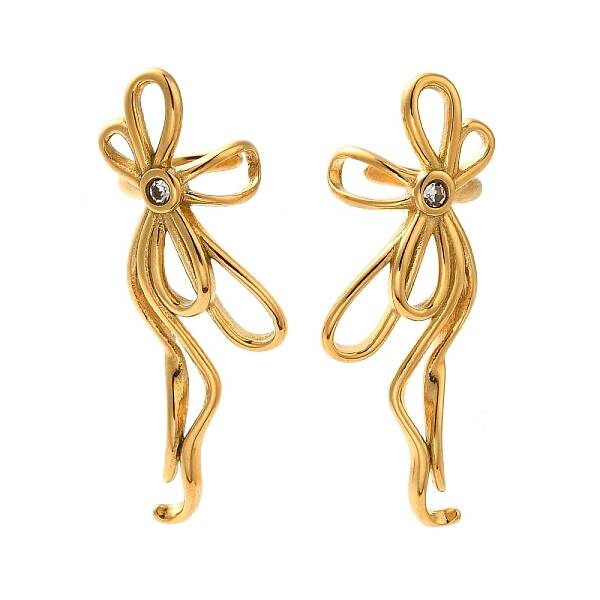 304 Stainless Steel Bowknot Cuff Earrings