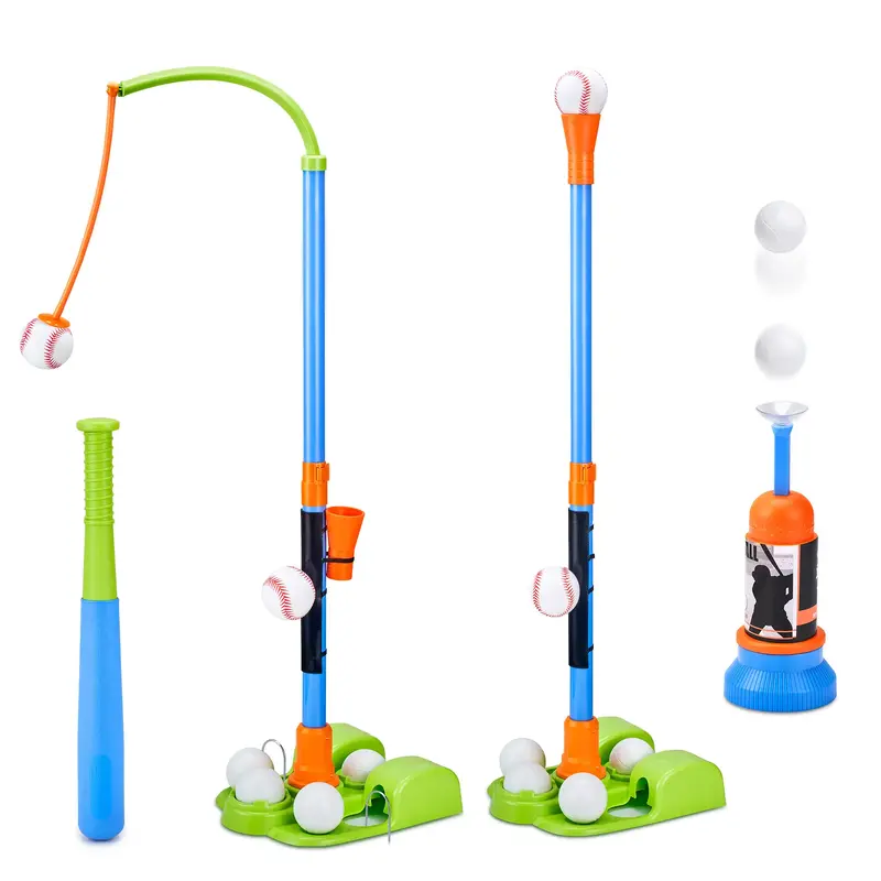 JoyCat 3-in-1 T Ball Sets, Baseball Training Equipment with Tee Ball Stand, Hanging Tee, Ball Launcher, Kid Outdoor Play, Adj...