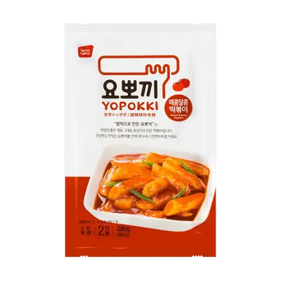 YOPOKKI Korean Instant Tteokbokki Rice Cake Sweet & Spicy Pouch 280g Convenience Food Asian Snack Chewy