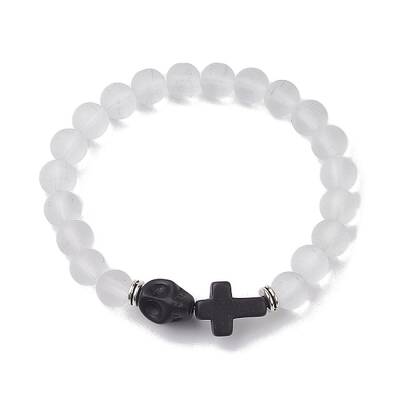 Halloween Skull & Cross Dyed Synthetic Turquoise Bracelets