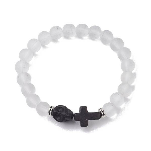 Halloween Skull & Cross Dyed Synthetic Turquoise Bracelets