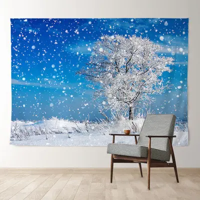 Aperturee Blue Sky Snowy Tree Winter Backdrop For Photo